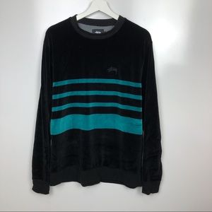 Stüssy Velour Velvet Striped Long Sleeve Crew Tee